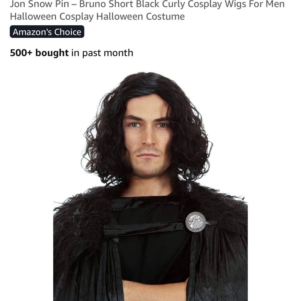 Black Curly Cosplay Wig for Men